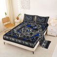 thumbnail image 2 of Erosebridal Gothic Moth Queen Sheet Sets, Bohemian Aztec Mandala Bed Set, Black Gray Blue, 4-Piece 1 Flat Sheet, 1 Fitted Sheet and 2 Pillowcases, 2 of 5