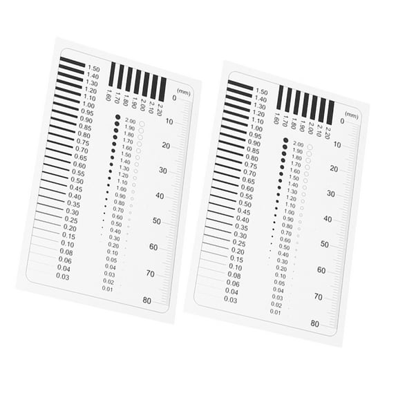 FRCOLOR 2pcs Transparent Flaw Detection Gauge Crack Measuring Chart High Precision Line Width Defects Measuring Tool Scratch Measure Ruler