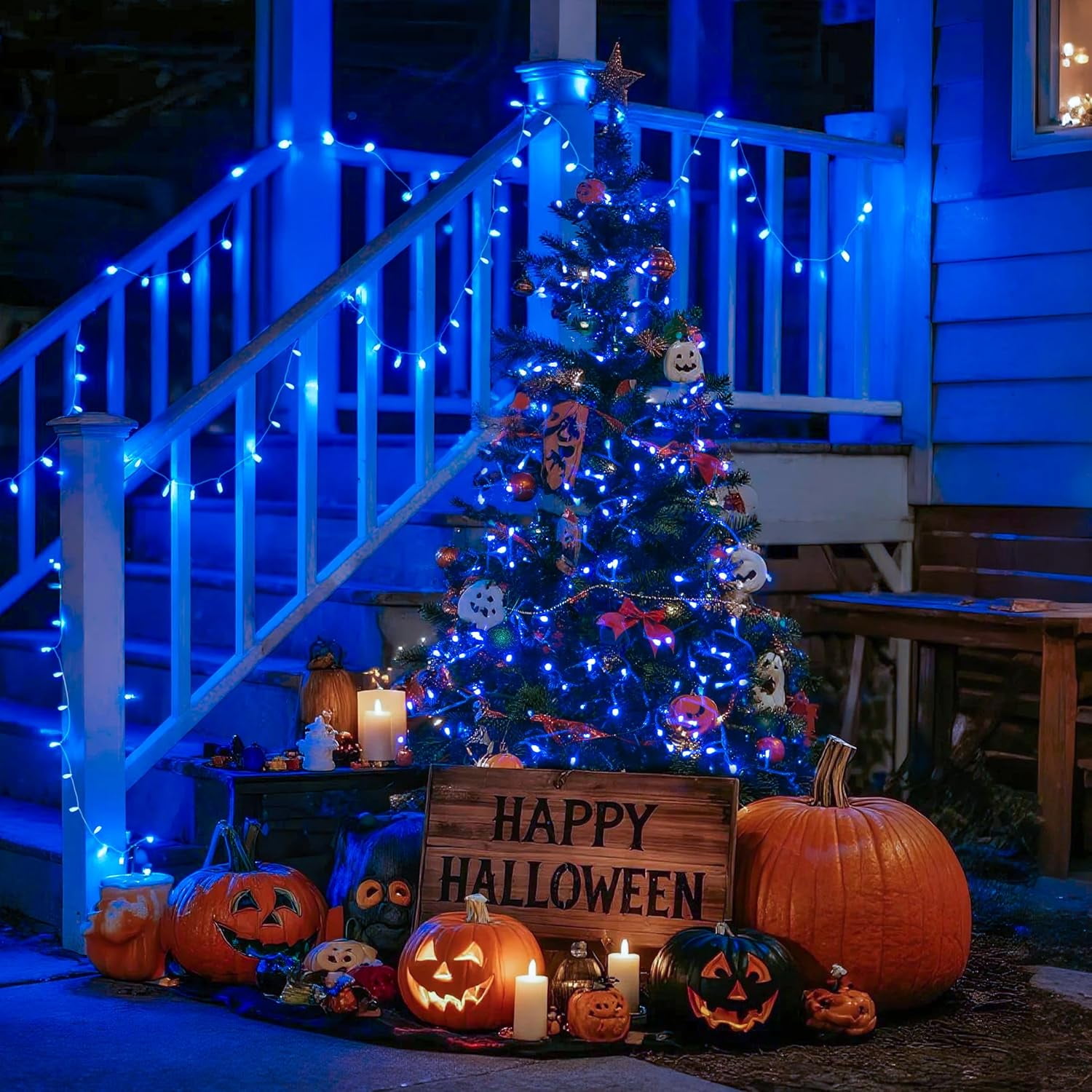 JMEXSUSS 33ft 100 LED Blue Christmas Tree Lights, 8 Modes Blue LED Christmas Lights Indoor, Blue Fairy String Lights Outdoor Waterproof for Christmas, Christmas Tree Decorations, Xmas, Party, Garden