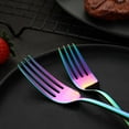 thumbnail image 5 of Emlimny Rainbow Flatware Cutlery Silverware Set 5 Pieces, Stainless Steel Colorful Utensils, Include Knife/Fork/Spoon, Reusable, Mirror Polished, Dishwasher Safe, 5 of 6