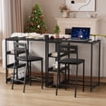 thumbnail image 2 of Juego de Comedor de 3 Piezas para Cocina - Mesa con Estantes de Almacenamiento y 2 Sillas Tapizadas en PU - Estructura de Hierro Negro y Tablero con Veta Negra para Apartamentos y Espacios Compactos, 2 of 8