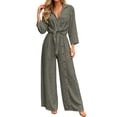 thumbnail image 3 of HAYIMI Womens Fall Outfits Sets 2 Pieces Casual Long Sleeve Tops With Button Front And Pocket Trousers Solid Color Soft Clothes Sets, 3 of 7