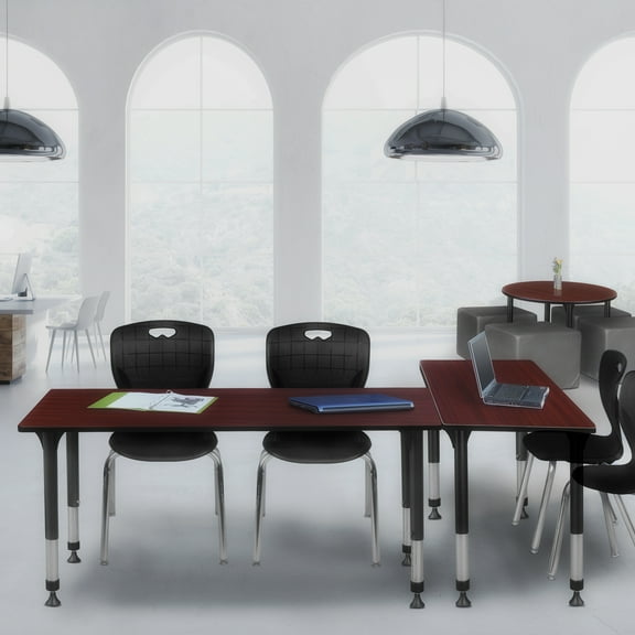 Regency Kee 66" x 24" Height Adjust Table,Mahoga MT6624MHAPBK40BK