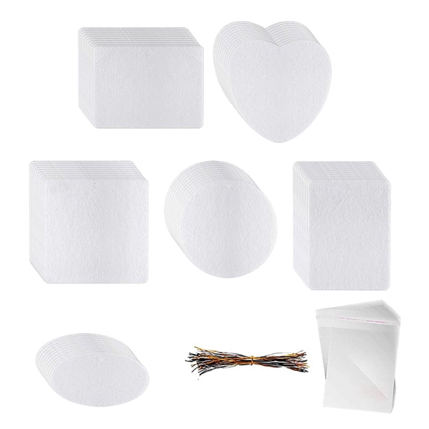 60 hojas de ambientador de sublimación para colgar hojas perfumadas, hojas aromáticas de fieltro con 60 bolsas y cuerda elástica para y decoración Zulema Blanks de fieltro de sublimación