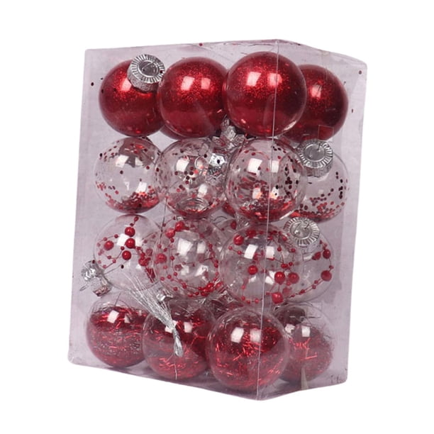 24 bolas navideñas, adornos navideños, bolas navideñas, delicados colgantes. Rojo
