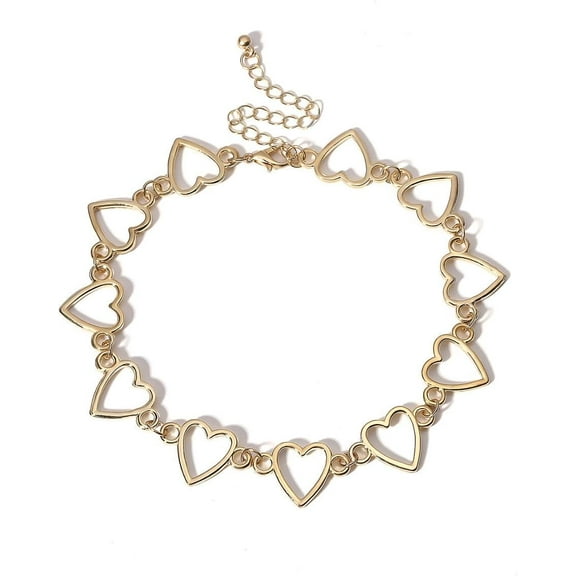 Stylish Hollow Heart Circle Necklace - Heart Choker Chain Necklace for Women - Y2K Heart Choker Jewelry for Women