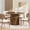 Walnut, variant on 47''Modern Round Dining Table for 4-6, 2-Layer Storage Shelf, Sliding Wood Door - Space-Saving, Black Finish for Kitchen & Dining Room-Natural Oak