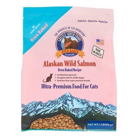 Grizzly Super Foods Grain-Free Oven Baked Alaskan Wild Salmon Recipe Dry Cat Food, 1