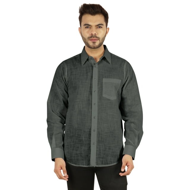 Bestman Solid Shirt For Mens Long Sleeves With Cuff Patch Pocket Shirt Cotton Office Wear