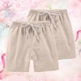 thumbnail image 3 of Ruyang Boys Linen Shorts Kids Casual Elastic Waist Drawstring Summer Shorts 2 Pack Teen Baggy Wide Leg Short Trouser Beach Hot Pants, 3 of 3