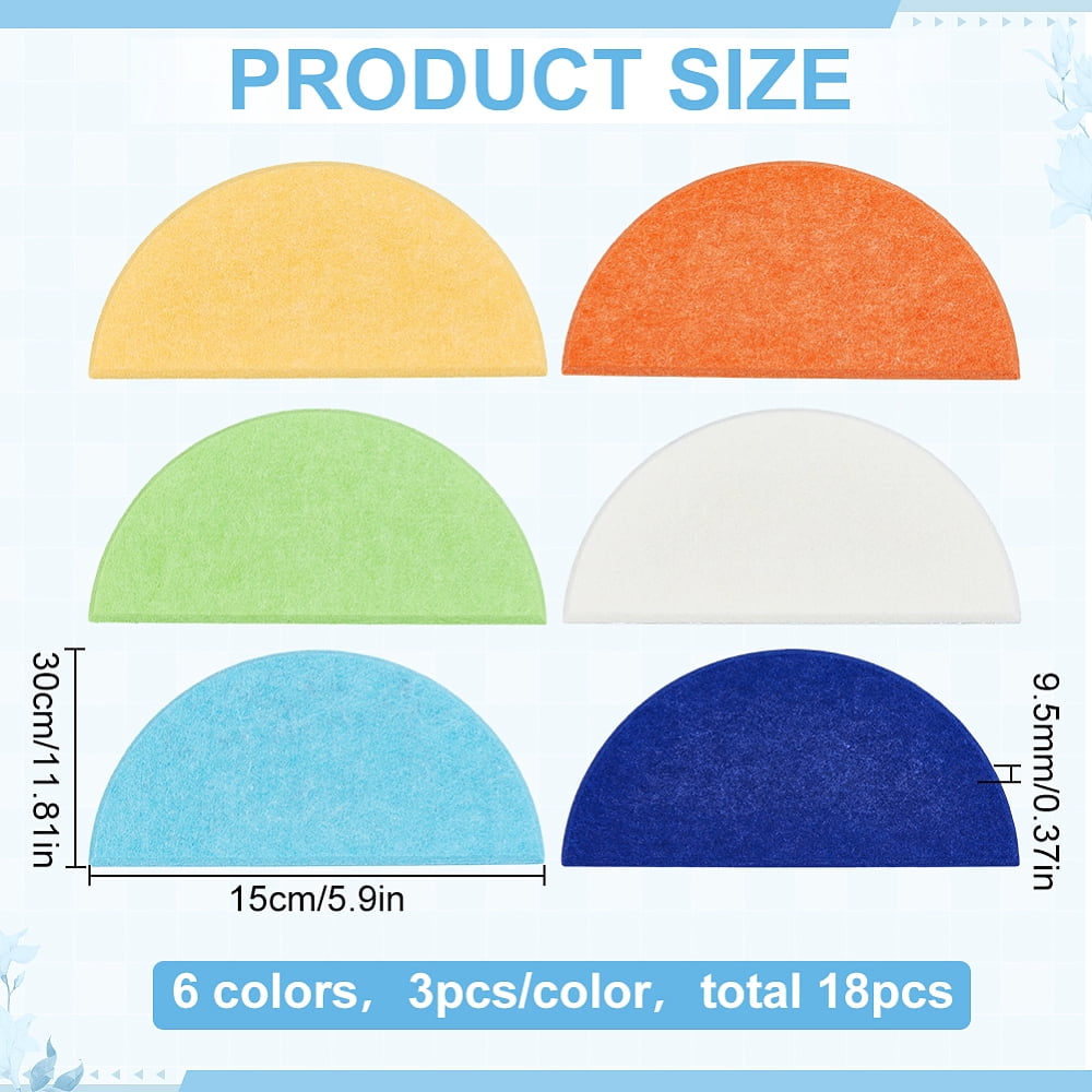 18Pcs 6 Colors Felt Board Wall Decorations Half Round Mixed Color 150x300x9.5mm DIY
