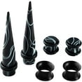 thumbnail image 5 of Vogem 50Pcs Ear Stretching Kit Tapers And Plugs Tunnels 14G-00G Marble Pattern Ear Piercing Taper kits Body Piercing Jewelry (Black), 5 of 5