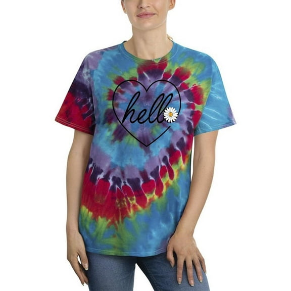 Hello Heart W Daisy Tie Dye Spiral Women -Image by Shutterstock, Female x-Large