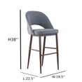 thumbnail image 2 of Executive Stool with PU Upholstery and Walnut Metal Frame – High Back Stool with Foot Rest, Mid-Century Style, Comfortable and Sturdy Seating for Offices and Modern Spaces, 2 of 3