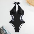 thumbnail image 5 of GZWYHT Womens Swimsuits One Piece Swimsuit Women Women Bikini Swimsuit Set With Thin Ribbon Neck Hollow Out Swimsuit Set Swimsuits for Curvy Women Bathing Suit for Women Black L, 5 of 5