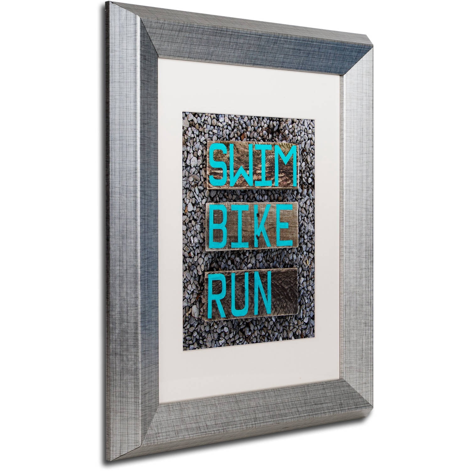 Trademark Fine Art 'The Triathlete' Canvas Art by Nicole Dietz, White Matte, Silver Frame