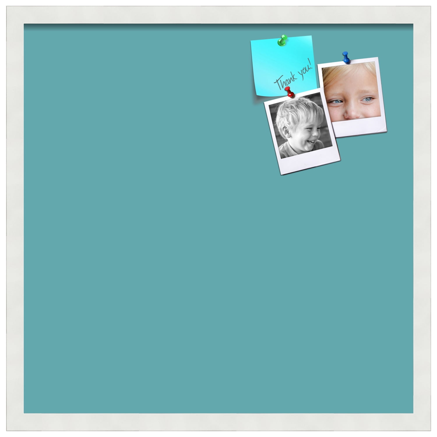 PinPix 22x22 Custom Cork Bulletin Board Aqua Pastel Poster Board Has a Fabric Style Canvas Finish, Framed in Aqua Pastel, by ArtToFrames (PinPix-1806)