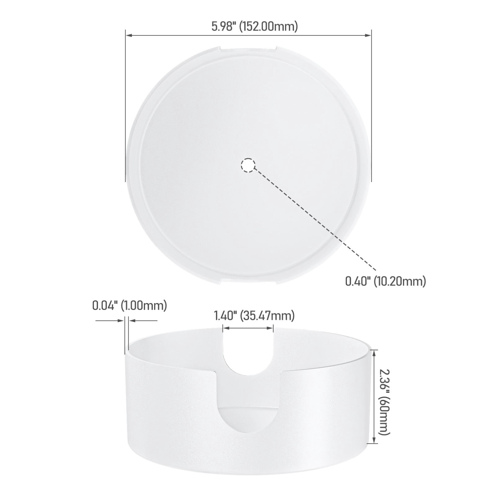 4 Pack Decorative Ceiling Conduit Cover for Indoor LED Pendant Light, Fits 1"-1-1/4" Conduit, Junction Box Cover with 2 Side Conduit Pass-Through, White
