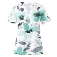 thumbnail image 4 of Fesfesfes Tshirts Shirts for Women Graphic Women Printing Round-Neck Lace Hollow Out Short Sleeve Pullover Slimming Blouse T-shirt Tops Womens Turtleneck Bodysuit L(US:8), 4 of 5