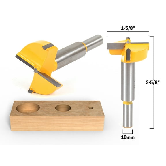Yonico 1-5/8" Diameter Carbide Forstner Drill Bit - 10mm Shank - 43047C