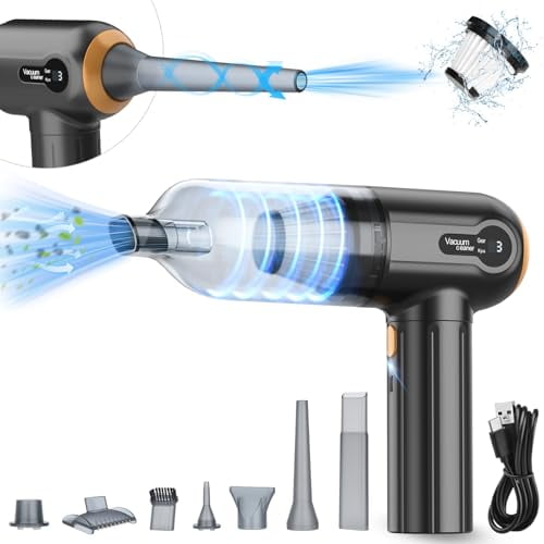 Aspiradora de mano para coche, inalámbrica, de 15000 Pa, con potente succión y pantalla LED, mini soplador recargable para el hogar, ideal para el pelo de mascotas.