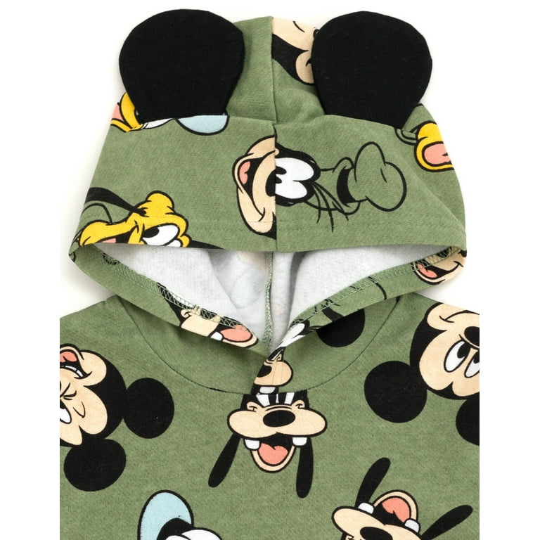 Disney Mickey Mouse Goofy Donald Duck Toddler Boys Fleece Hoodie Green 4T