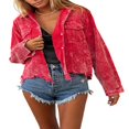 thumbnail image 4 of Veste Ample à Manches Longues pour Filles Automne Style Décontracté Couleur Unie Col à Revers Simple Boutonnage avec Poche, 4 of 6