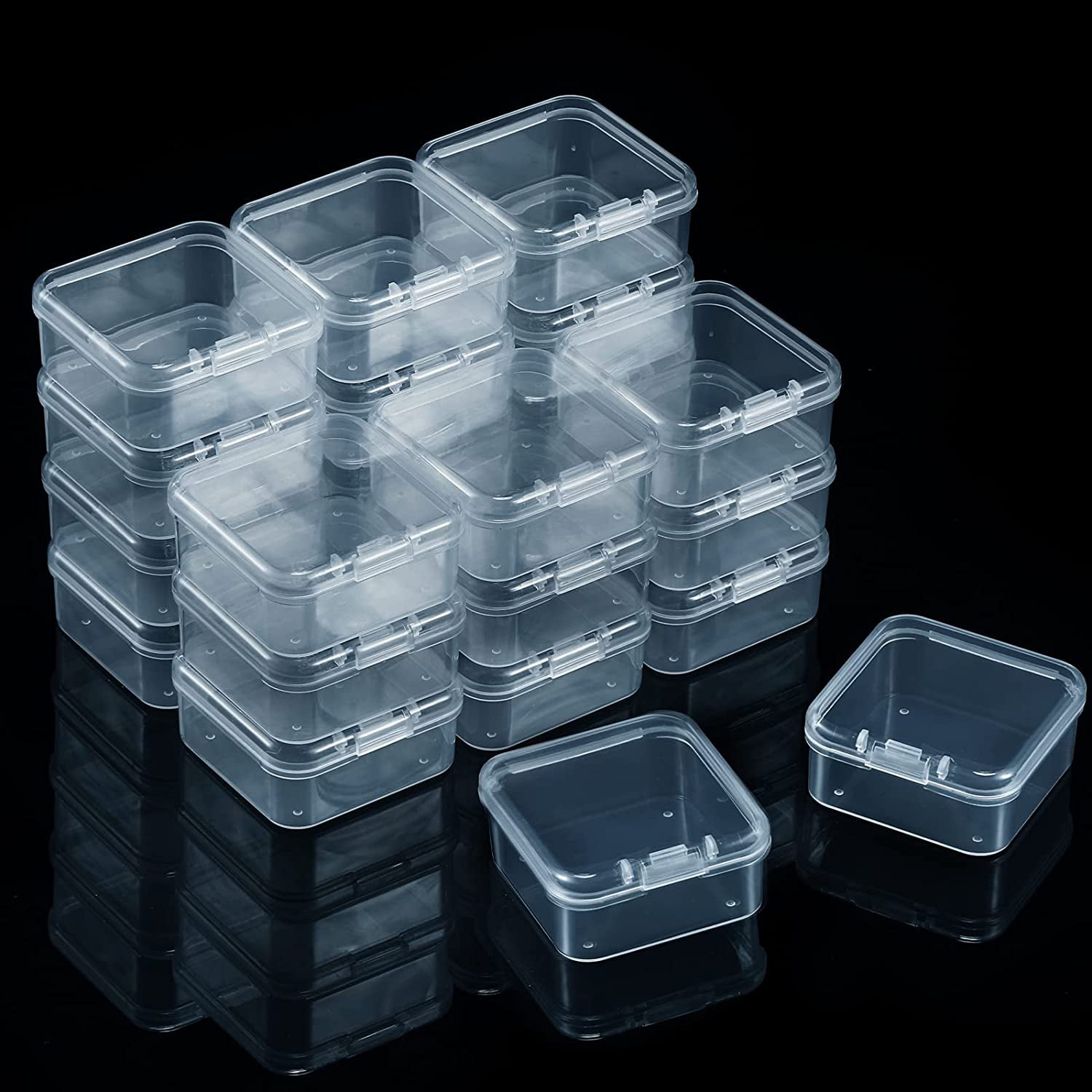 20 Pcs Clear Storage Box Container Rectangle Plastic Earplugs Bead Jewelry Case 