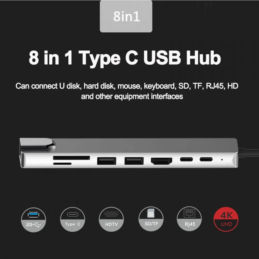 Feylan USB C hub 4K 30Hz type C to HDMI-compatible USB 3.0 adapter 11 in 1 type C hub dock PD 87W USB C splitter for MacBook Pro Air
