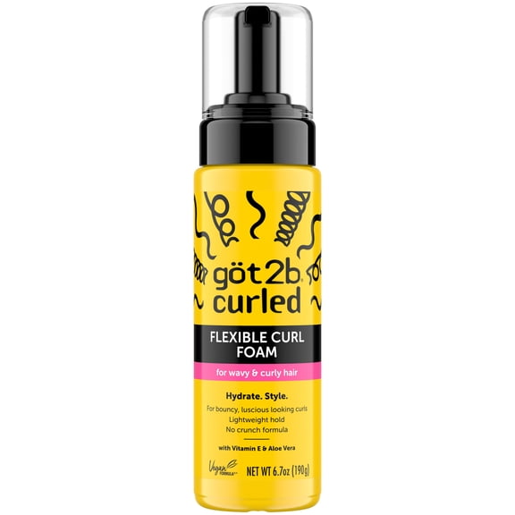 got2b Curled Flexible Curl Foam for Wavy & Curly Hair, Lightweight Hair Mousse, 6.7 oz