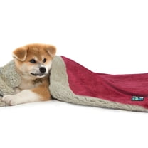 KritterWorld Microplush Sherpa Fleece Blanket, Snuggle Puppy, Cat, Dog Blanket for Couch, Car, Trunk, Cage, Kennel, Dog House, Ultra-Soft Plush Blanket, Wine/Tan, 45’’ x 30’’