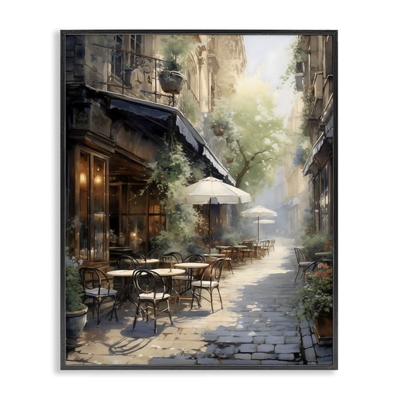 Stupell Industries Cafe In Paris Alleyway Black Framed Giclee Art design by LSR Creative Studio, 14 x 11