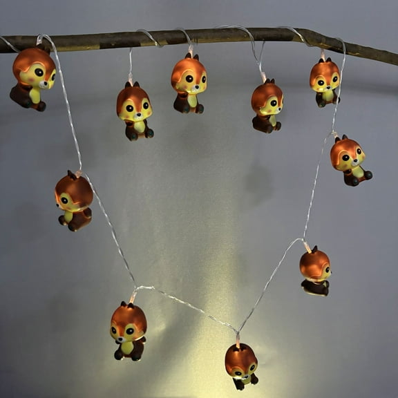 Cute Chipmunk Night Light Battery Operated LED Indoor Kids Bedroom Autumn Brown Decoration