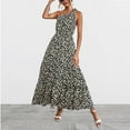 thumbnail image 2 of USSUMA Sundresses for Women Plus Size Women One Shoulder Sleeveless Maxi Dresses Casual Summer Boho Pleated Dresses Smocked High Waist Floral Print Swing Long Dress, 2 of 5