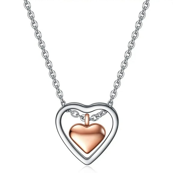 MISS RIGHT Double Heart Pendant Necklaces for Women Teen，Heart Charm Pendant Jewelry Gifts for Mothers Day Friend Girlfriend
