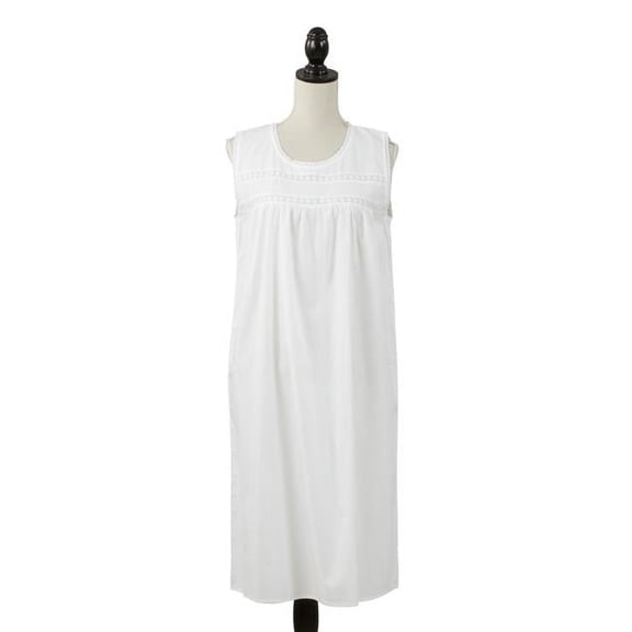 Saro Lifestyle NG181.W06 Embroidered Sleeveless Womens Long Nightgown, White - Size 6