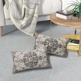 thumbnail image 6 of Black White Grey Ethnic Boho Rectangular Throw Pillow Covers 12X20 in Set of 2 Bohemian Carpet Vintage Lumbar Pillow Cases Black Gray Floral Rug Pillow Cover Home Decor for Couch Patio Porch Outdoor, 6 of 6