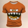 thumbnail image 2 of IWRICH Men's Oversize Short Sleeve T Shirts Funny Face Printed Crew Neck Tops Casual Summer Beach Holiday Tees 02-Orange M, 2 of 3