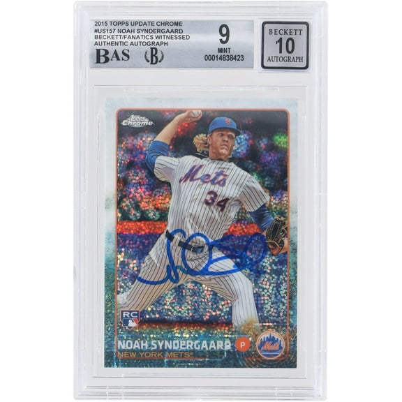 Noah Syndergaard New York Mets Autographed 2015 Topps Chrome Update MLB 1 #US157 Beckett Fanatics Witnessed Authenticated 9/10 Rookie Card - Fanatics Authentic Certified