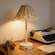 thumbnail image 1 of Lámpara de mesa LED de ratán Lámpara de noche recargable táctil regulable con pantalla tejida en forma de crecera para dormitorio, salón y patio, 1 of 7