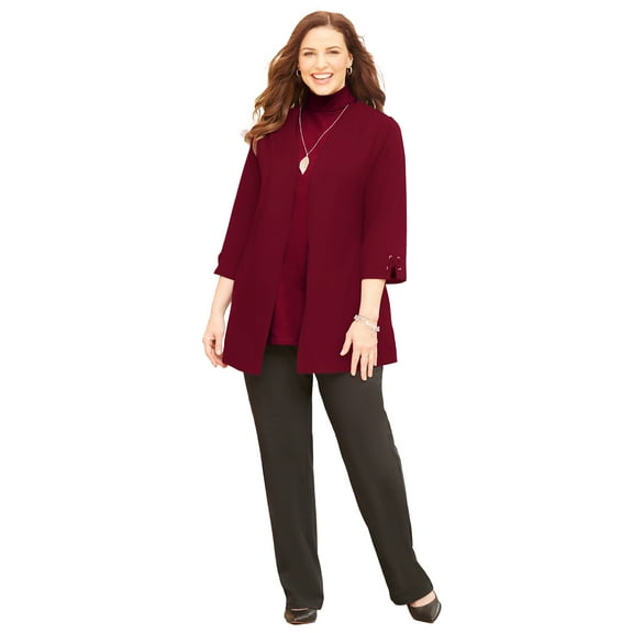 Catherines Women's Plus Size Petite Suprema 3/4-Sleeve Cardigan
