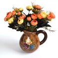 thumbnail image 4 of Inteprter Flores de rosas artificiales de seda, ramo de boda Floral, decoraciones para el hogar y fiestas Flores artificiales rojo naranja, 4 of 4