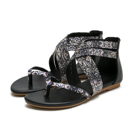 

DAFENGEA Comfort Gladiator Sandels for Women Dressy Summer Bohemian Beach Flip Flops Thong Shoes Open Toe Ankle Strap Buckle Lady Work Casual Flats Shoes