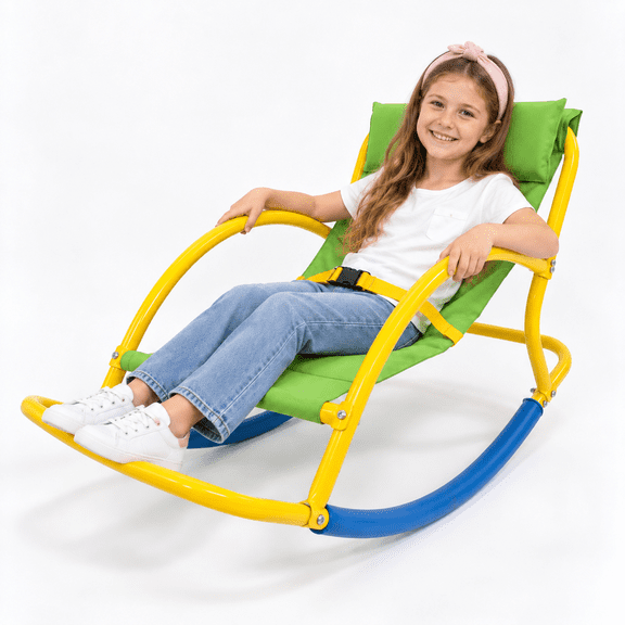 Platports Kids Seesaw Chair for Ages 5–7, Indoor Outdoor Teeter Totter Rocking Toy, Playground Balance Ride with Footrest