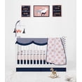 thumbnail image 5 of Bacati Feathers/Buck Coral/Navy 100 Percent Cotton Breathable Muslin 3pc Girls Crib Set, 5 of 8