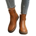 thumbnail image 6 of NexTorq Leather Ankle Boots for Women Low Heel Chunky Heeled Short Boots Round Toe Dress Booties with Side Zipper & Buckle Comfortable Non-Slip Fashion Casual Winter Fall Shoes Ginger US-7.5 (EU-40), 6 of 6