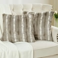 thumbnail image 2 of Home Soft Things Amanda Stripe fauxfur Throw Pillow Covers Set of 2, NO INSERT Taupe Grey, 2 of 7