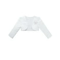 thumbnail image 3 of Haitryli Kids Girls Satin Long Sleeve Bolero Shrug Party Wedding Pageant Flower Dress Cover Up Cardigan White 12-18 Months, 3 of 5