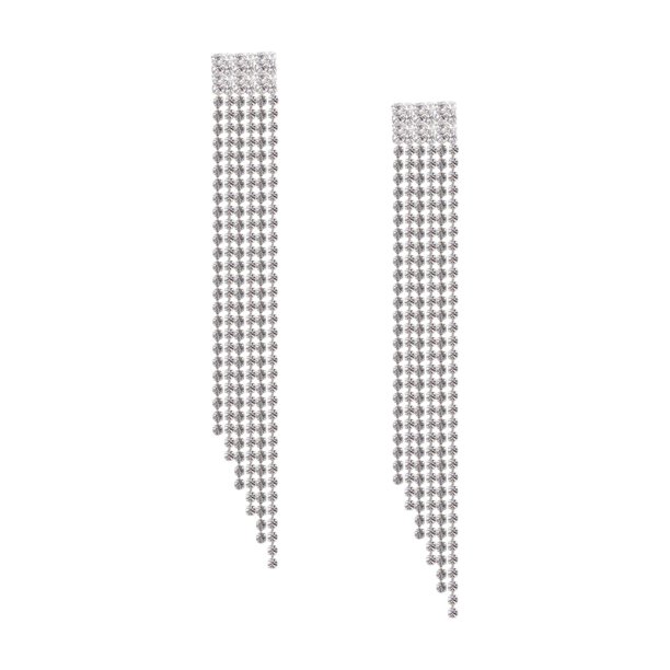 Borlas largas Pendientes colgantes Pendientes de diamantes de imitación Pendientes colgantes Moda Formal Punk Plata Brillante Pendientes de cadena de 975 cm x 125 cm Yinane Pendientes colgantes con borlas