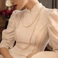 thumbnail image 3 of Mightlink Elegant Women Faux Pearls Sweater Necklace Double Layer Long Necklace Simple Versatile Sweater Chain, 3 of 6